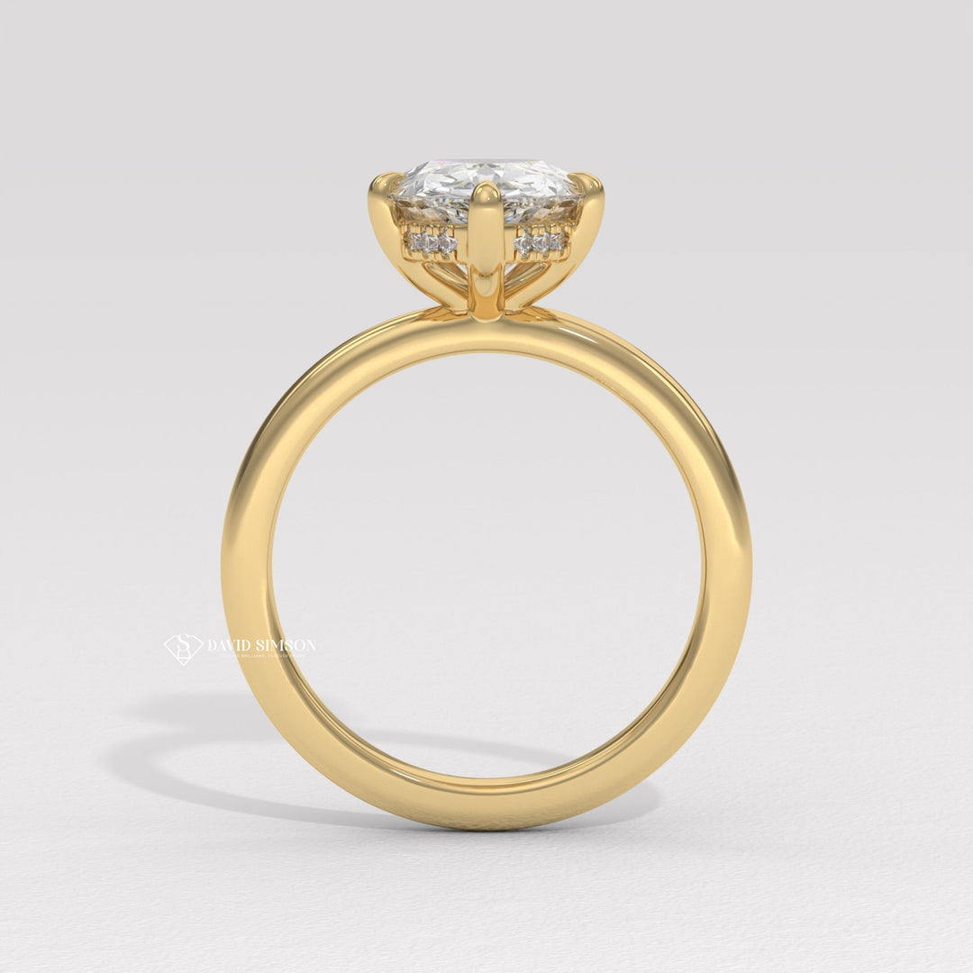 2.50CT-3.50CT Pear Moissanite Hidden Halo Diamond Engagement Ring