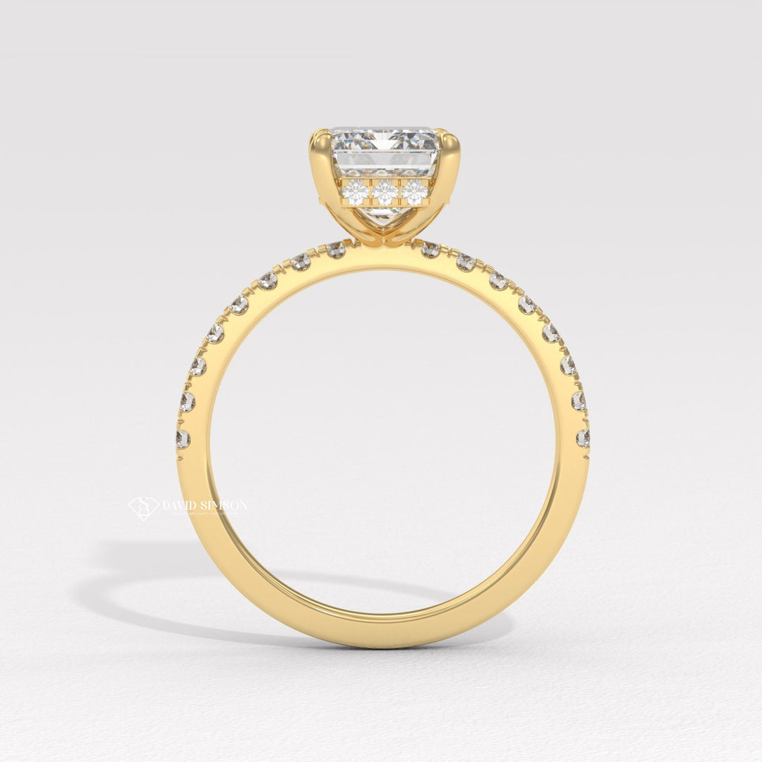 3.0CT-4.0CT Emerald Moissanite Diamond Hidden Halo Engagement Ring