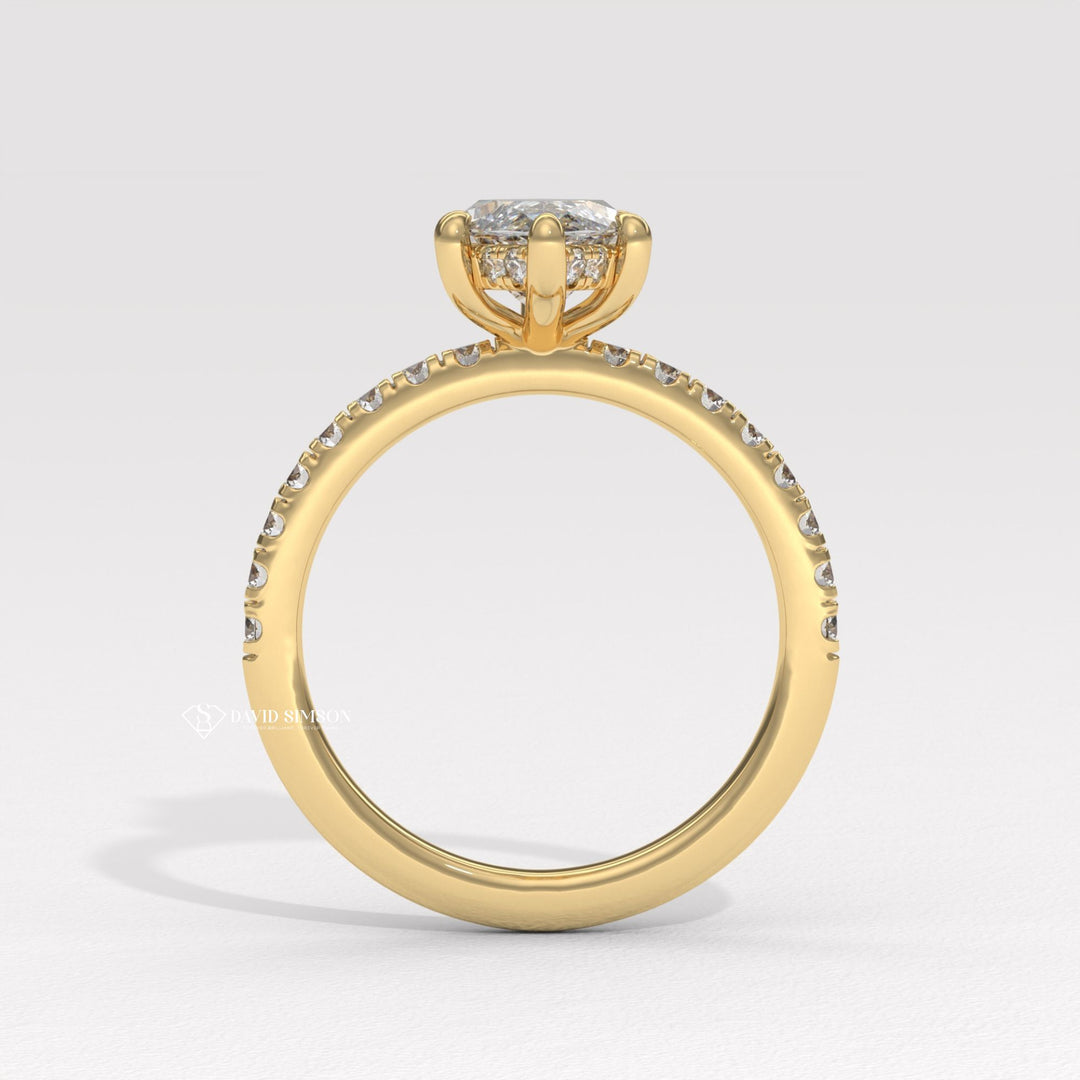 2.0CT-3.0CT Marquise Hidden Halo Moissanite Diamond Engagement Ring