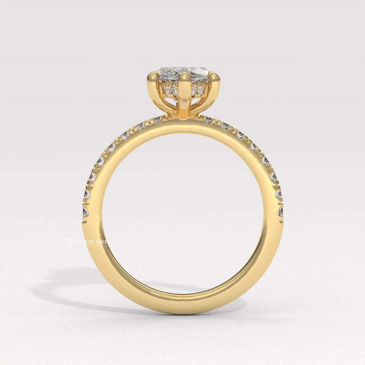 2.0CT-3.0CT Marquise Hidden Halo Moissanite Diamond Engagement Ring