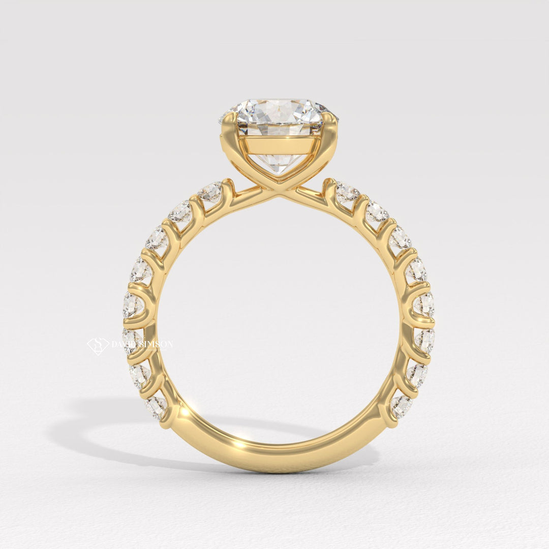 1.50CT-2.50CT Round Moissanite Diamond Pave Engagement Ring