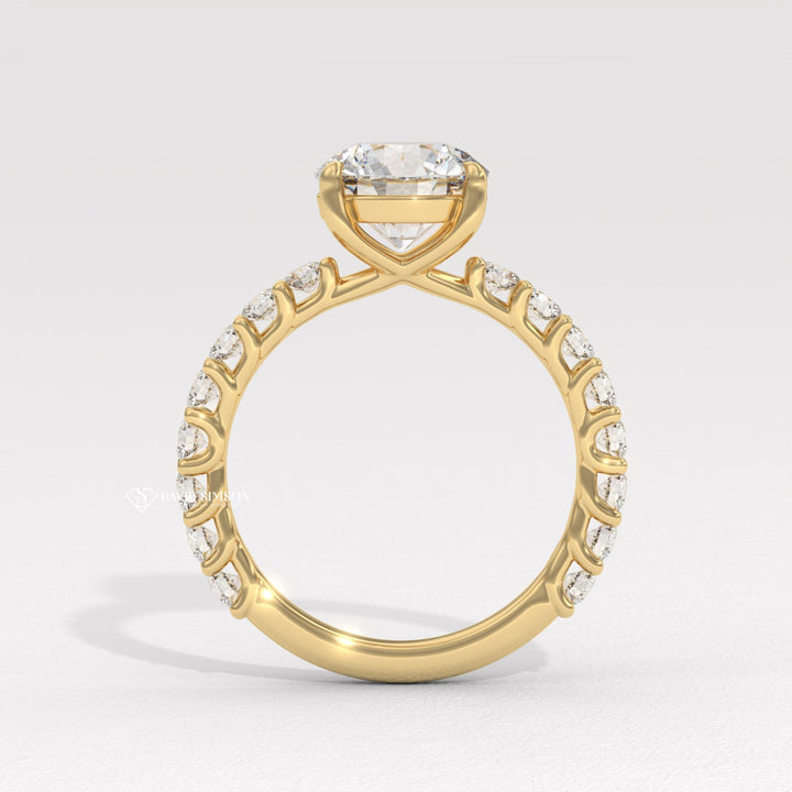 1.50CT-2.50CT Round Moissanite Diamond Pave Engagement Ring