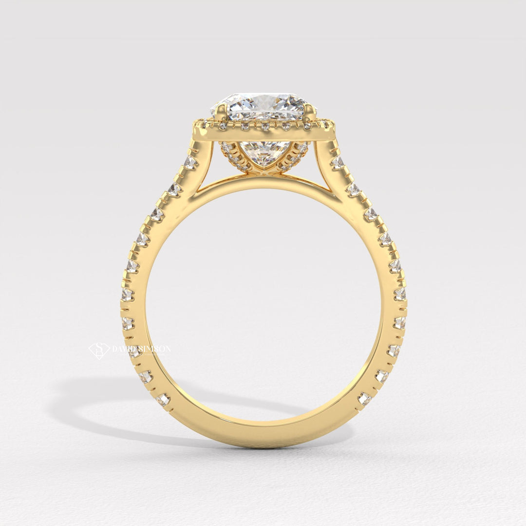 1.50CT-2.50CT Cushion Moissanite Halo Diamond Engagement Ring