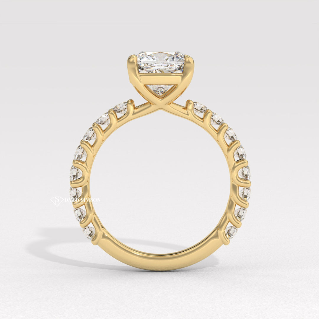 1.50CT-2.50CT Cushion Moissanite Diamond Pave Engagement Ring
