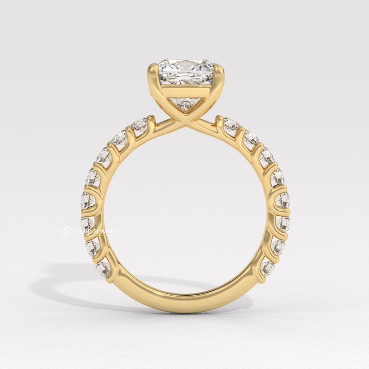 1.50CT-2.50CT Cushion Moissanite Diamond Pave Engagement Ring