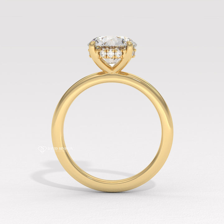 2.50CT-3.50CT Round Moissanite Solitaire Diomond Hidden Halo Engagement Ring