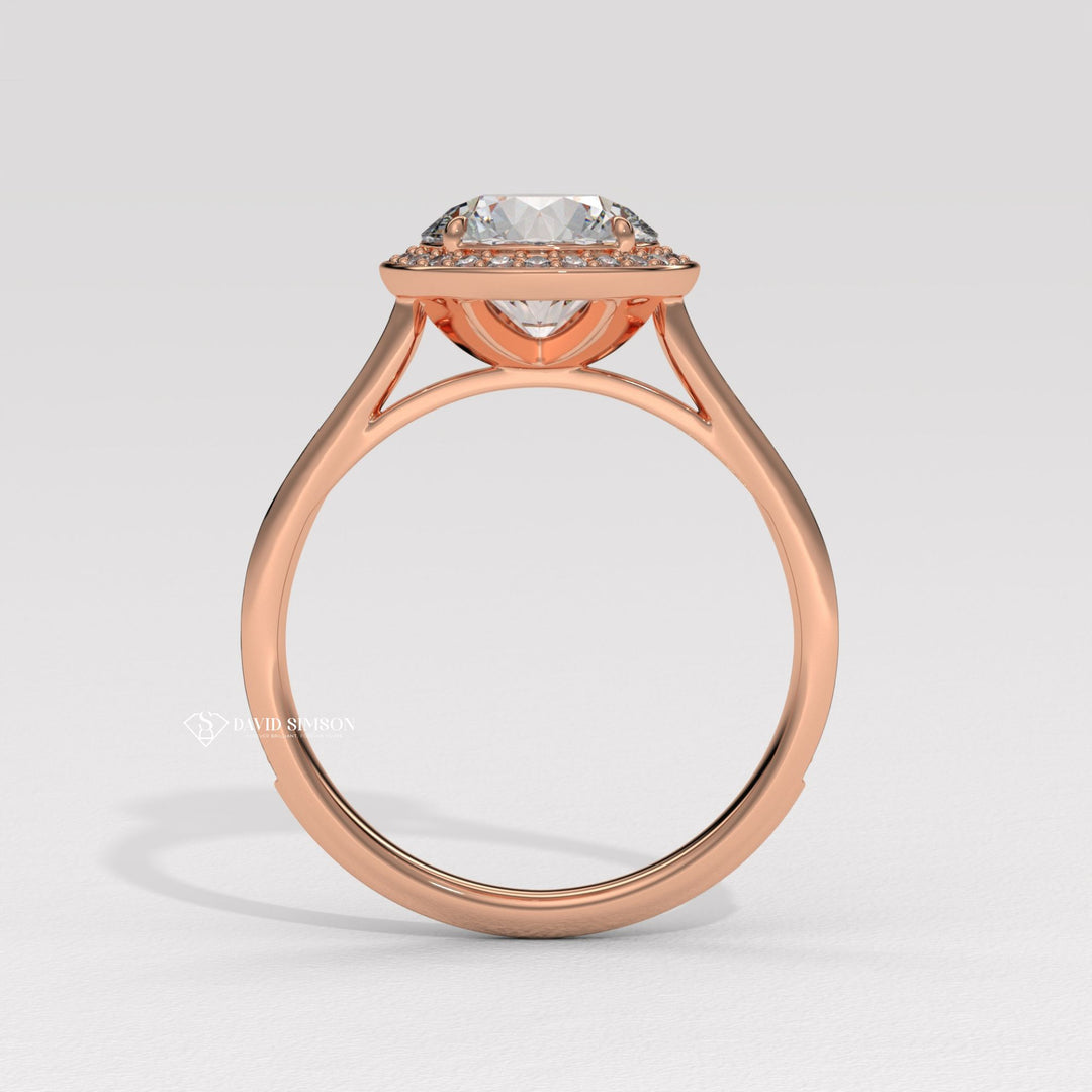 1.0CT-2.0CT Round Cut Moissanite Diamond Channel Halo Engagement Ring