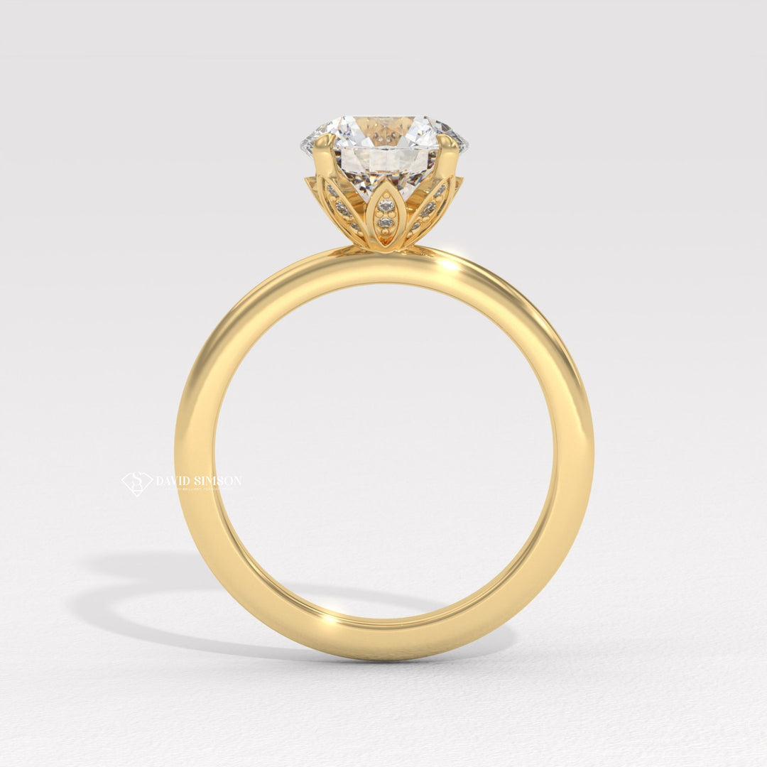 1.0CT-3.0CT Round Moissanite Diamond Tulip Set Engagement Ring
