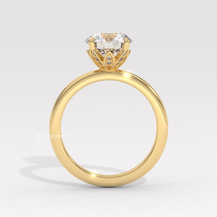 1.0CT-3.0CT Round Moissanite Diamond Tulip Set Engagement Ring