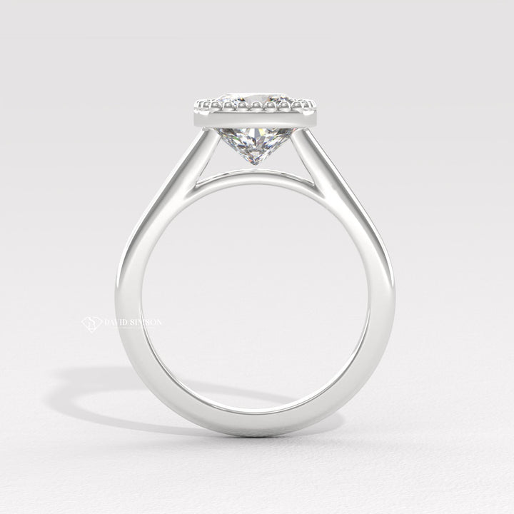 2.50CT-3.50CT Bezel Set Milgrain Cushion Moissanite Diamond Engagement Ring
