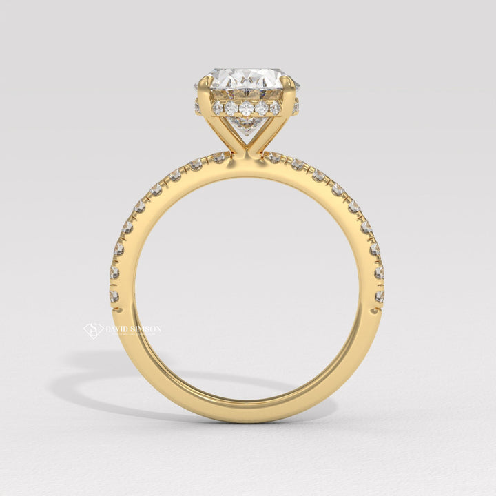 Oval personalized engagement ring, Oval exclusive engagement ring, Oval engraved engagement ring, Oval halo diamond engagement ring, Oval solitaire diamond engagement ring