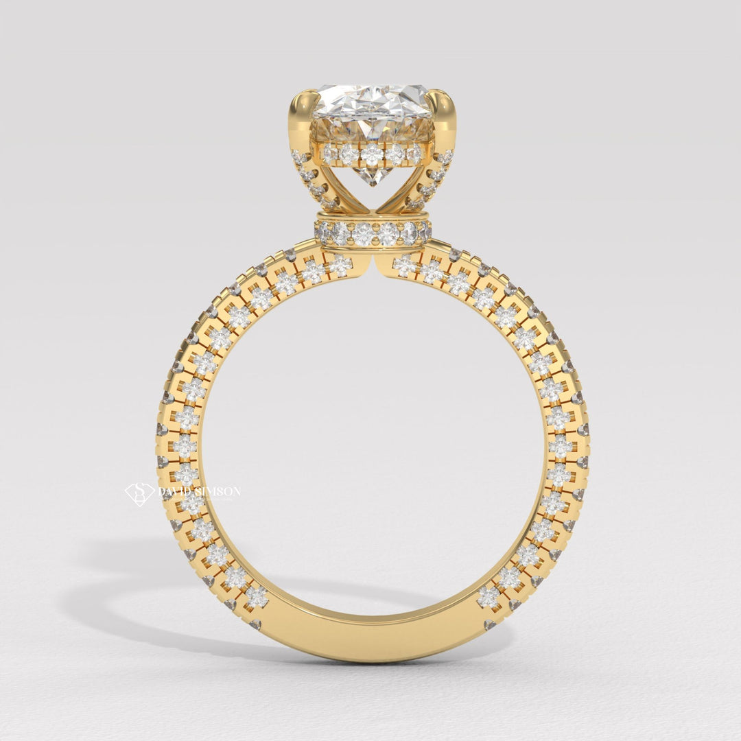 3.0CT-4.0CT Oval Moissanite Diamond Micro Pave Engagement Ring