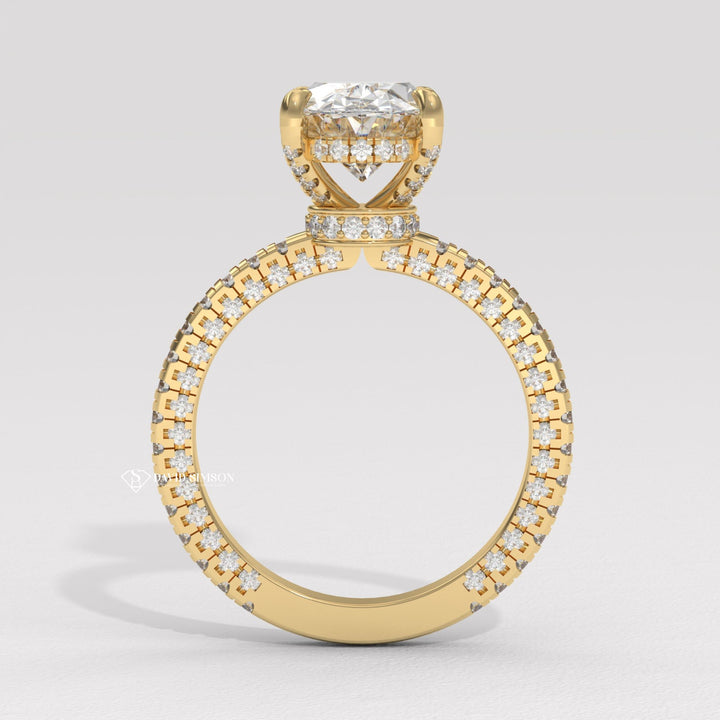 3.0CT-4.0CT Oval Moissanite Diamond Micro Pave Engagement Ring