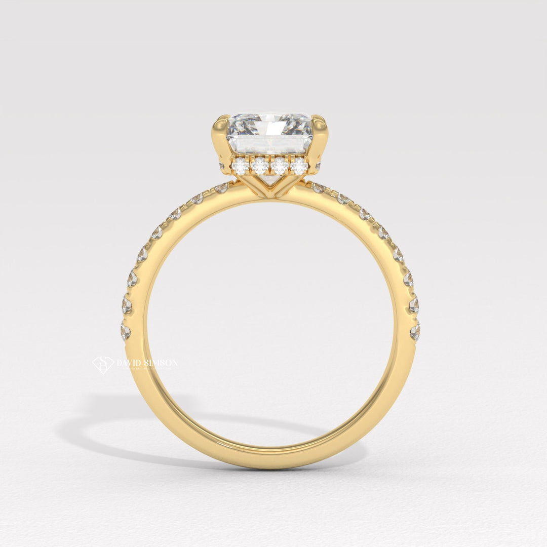 2.50CT-3.50CT Radiant Diamond Hidden Halo & pave Engagement Ring