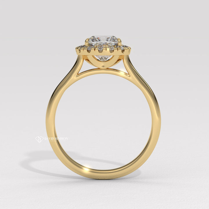 1.0CT-2.0CT Cushion Cut Moissanite Halo Diamond Solitaire Engagement Ring