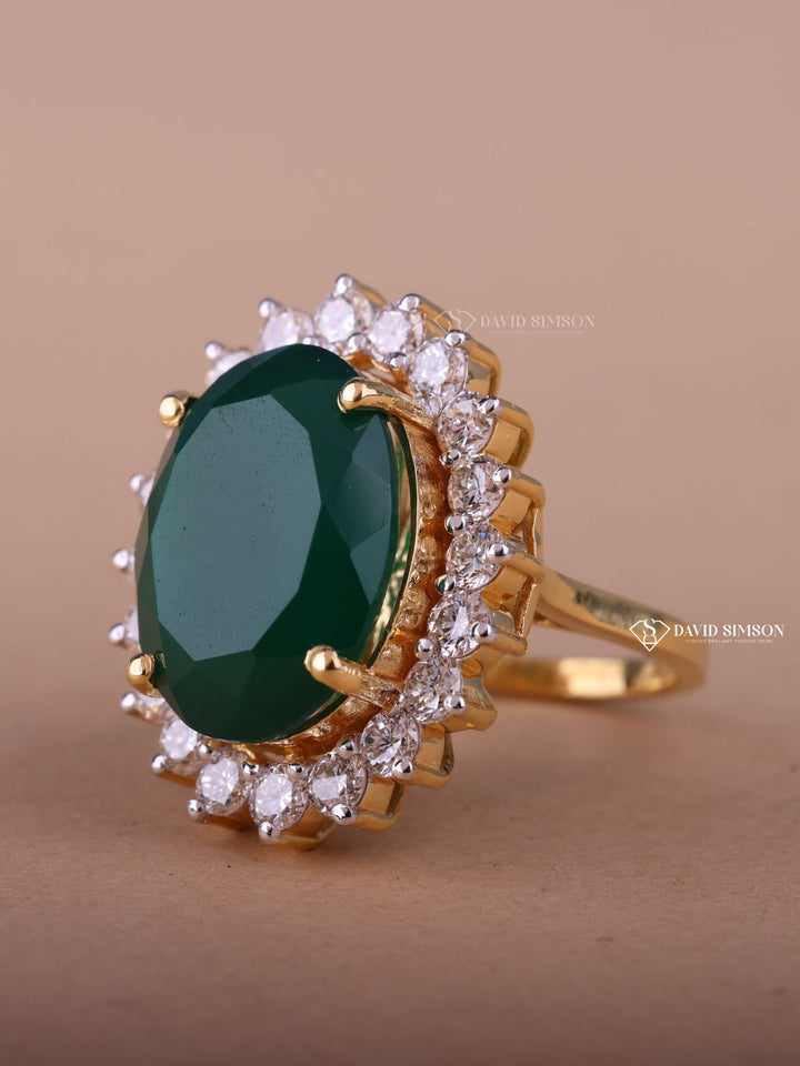 Green Oval Cut Moissanite Diamond Floral Halo Engagement Ring