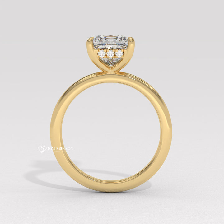 2.0CT-3.0CT Princess Moissanite Solitaire Hidden Halo Diomond Engagement Ring