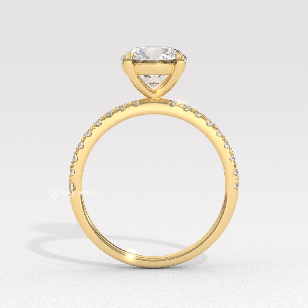 1.50CT-2.50CT Round Moissanite Pave Diamond Engagement Ring