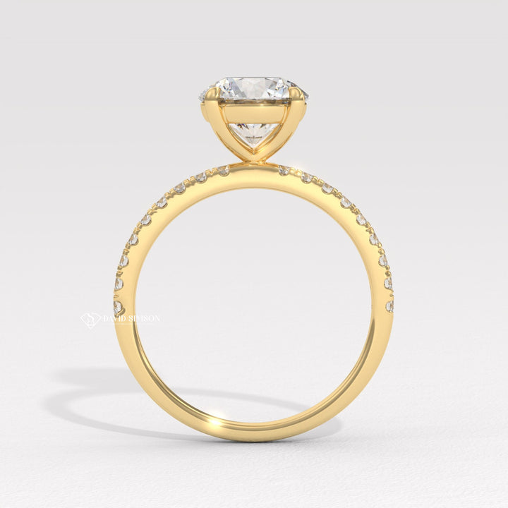 1.50CT-2.50CT Round Moissanite Pave Diamond Engagement Ring