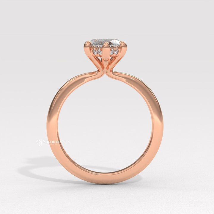 1.0CT-2.0CT Marquise Moissanite Solitaire Diamond Hidden Halo Engagement Ring