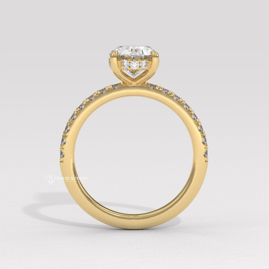 3.0CT-4.0CT Oval Moissanite Hidden Halo Diamond Engagement Ring