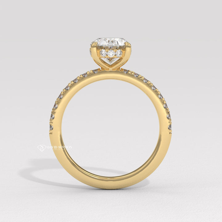 3.0CT-4.0CT Oval Moissanite Hidden Halo Diamond Engagement Ring