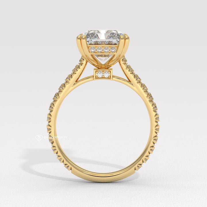 4.0CT-5.0CT Radiant Moissanite Diamond Cathedral set Pave Engagement Ring