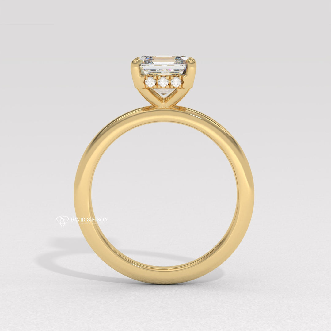 2.0CT-3.0CT Asscher Moissanite Diamond Hidden Halo Engagement Ring