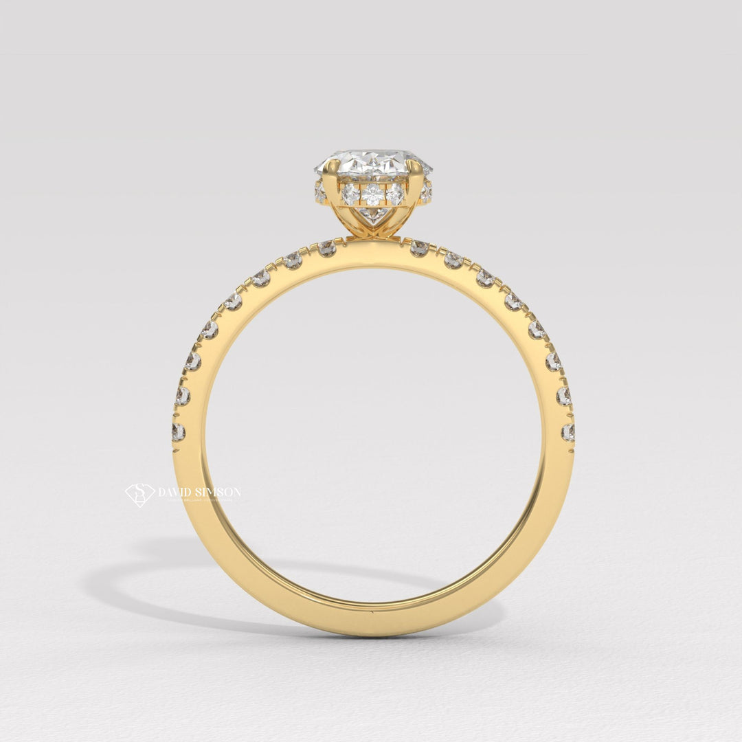 2.0CT-3.0CT Oval Moissanite Diamond Hidden Halo Engagement Ring