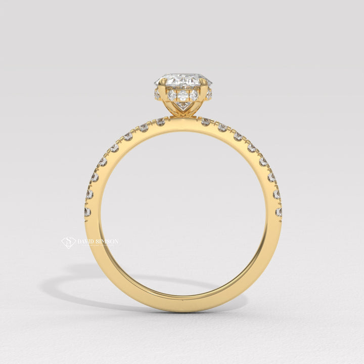 2.0CT-3.0CT Oval Moissanite Diamond Hidden Halo Engagement Ring