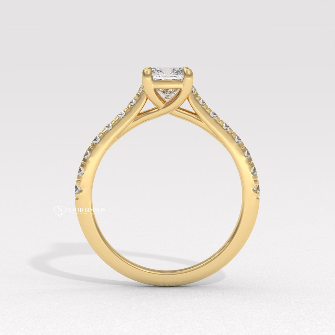 1.0CT-2.0CT Cushion Moissanite Diamond Pave Engagement Ring