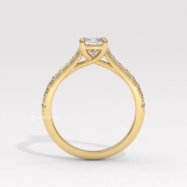 1.0CT-2.0CT Cushion Moissanite Diamond Pave Engagement Ring