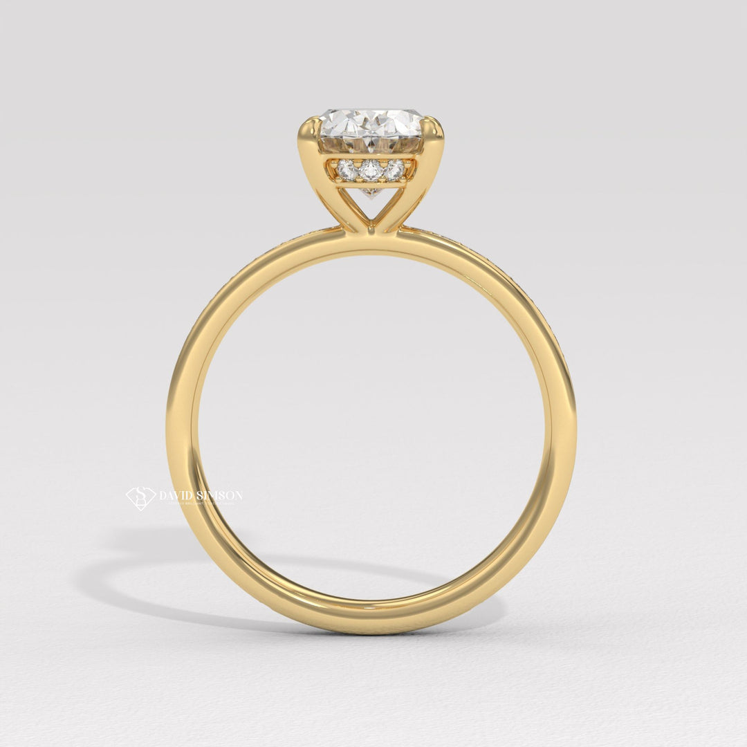 2.50CT-3.50CT Oval Moissanite Diamond Channel Set Pave Engagement Ring