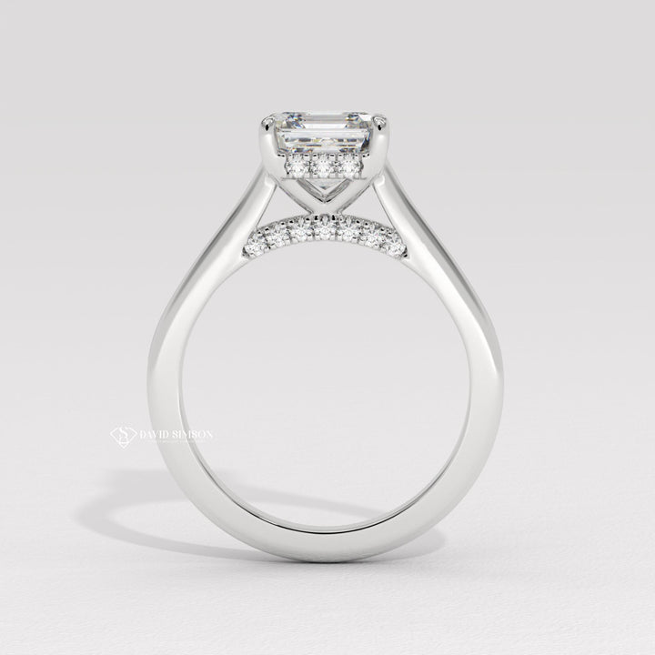 2.50CT-3.50CT Asscher Moissanite Diamond Bridge Set Engagement Ring