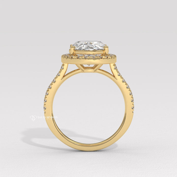 2.0CT-3.0CT Oval Halo Moissanite Diamond Engagement Ring