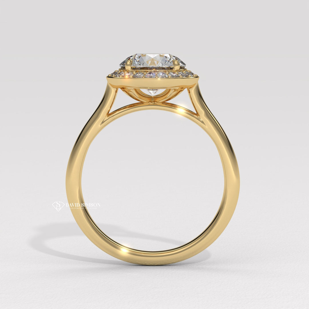 1.0CT-2.0CT Round Cut Moissanite Channel Halo Diamond Solitaire Engagement Ring