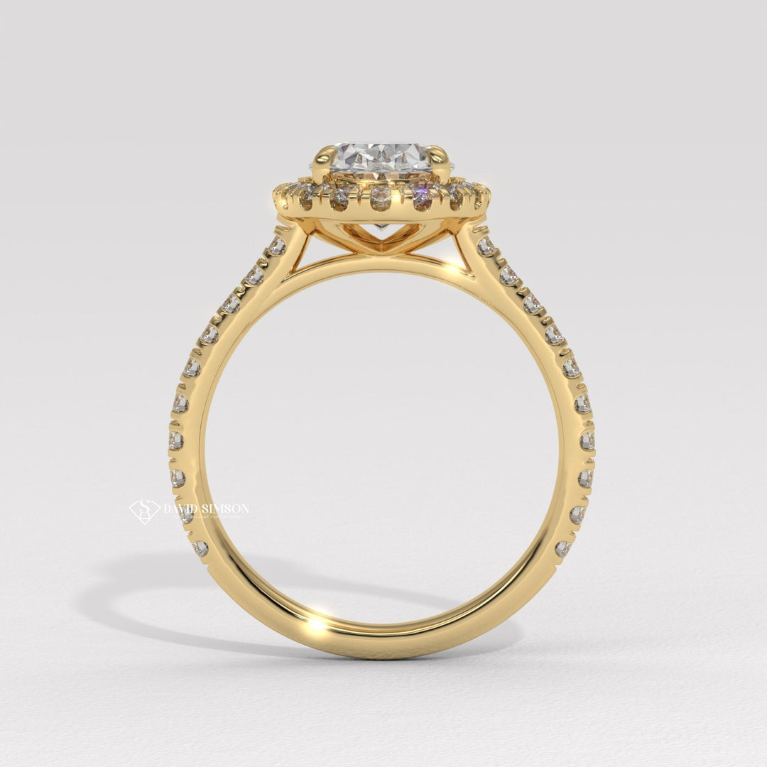 1.50CT-2.50CT Oval Cut Moissanite Halo Diamond Pave Engagement Ring