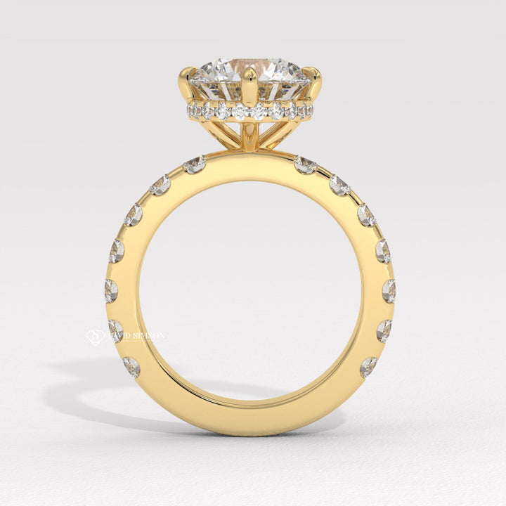 2.0CT-3.0CT Round Diamond Hidden Halo & Pave Engagement Ring