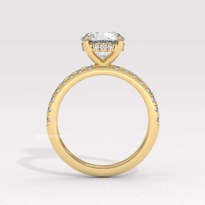 1.0CT-3.0CT Round Moissanite Diamond Hidden Halo Engagement Ring