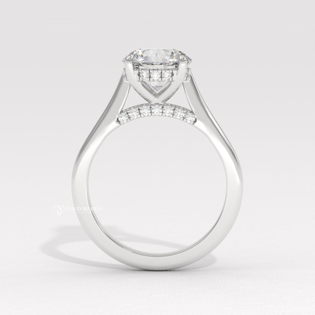 2.0CT-3.0CT Round Moissanite Diamond Hidden Halo Bridge Set Engagement Ring