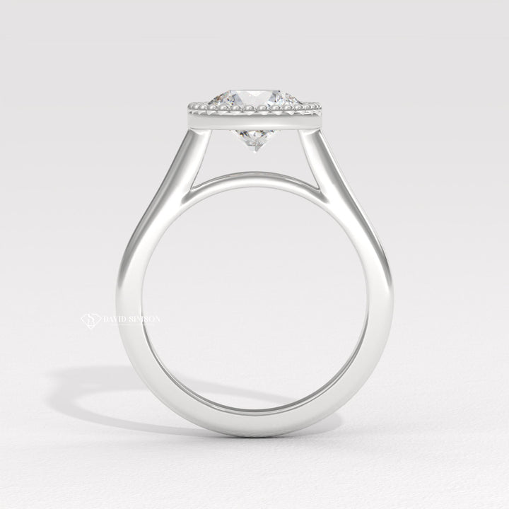 2.0CT-4.0CT Bezel Set Round Moissanite Diamond Vintage Engagement Ring