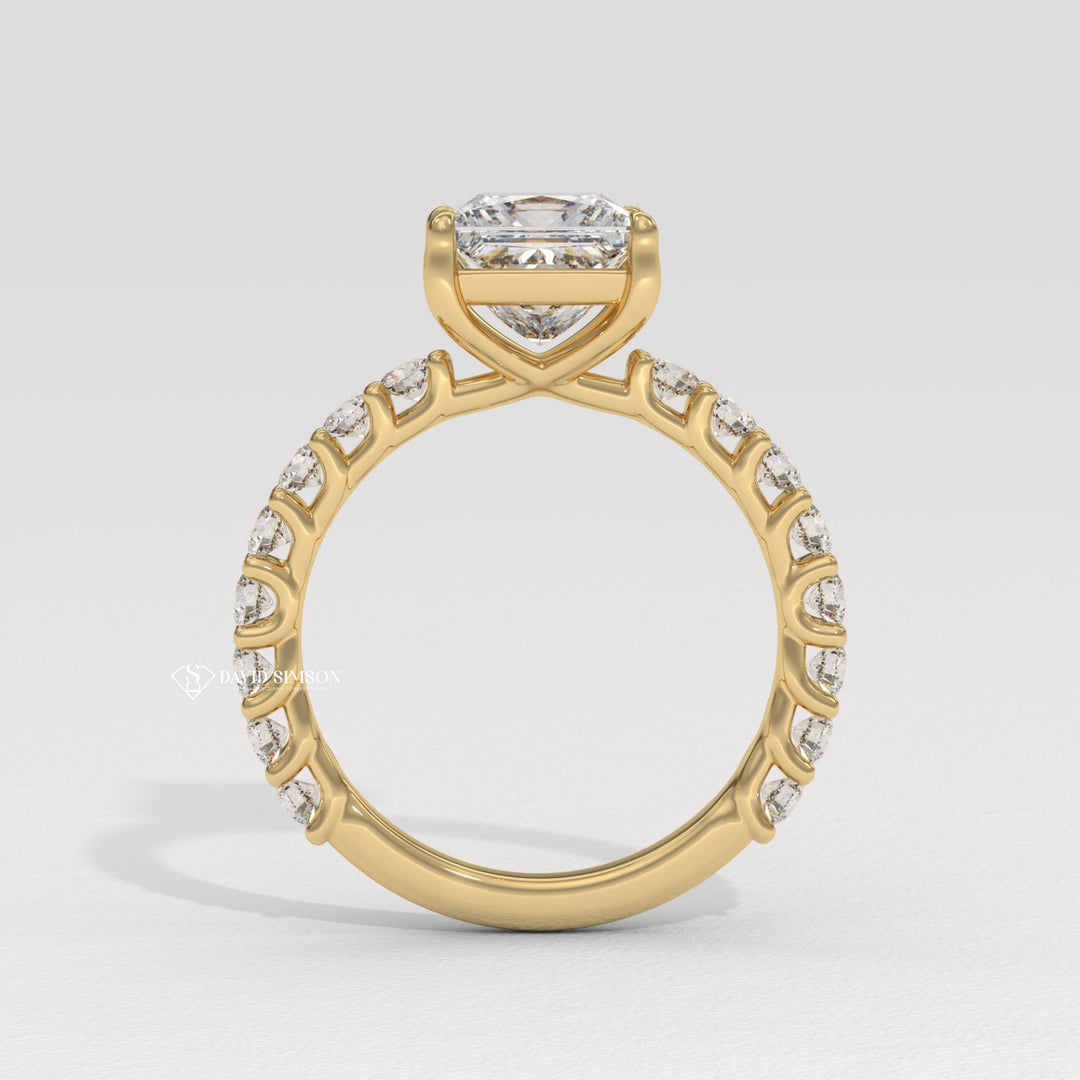 2.50CT-3.50CT Princess Moissanite Diamond Pave Engagement Ring