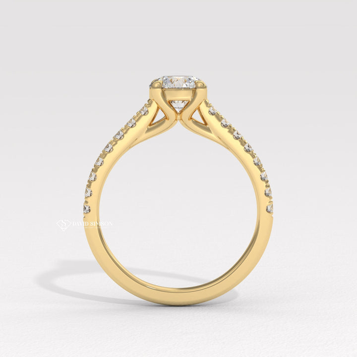 1.0CT-2.0CT Round Moissanite Diamond Pave Engagement Ring