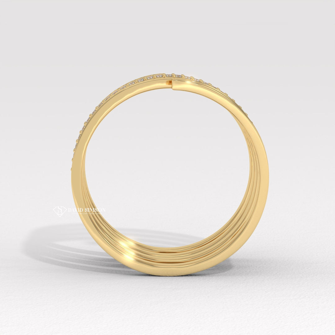 Round Cut Moissanite Diamond Channel Set Spring Wedding Band