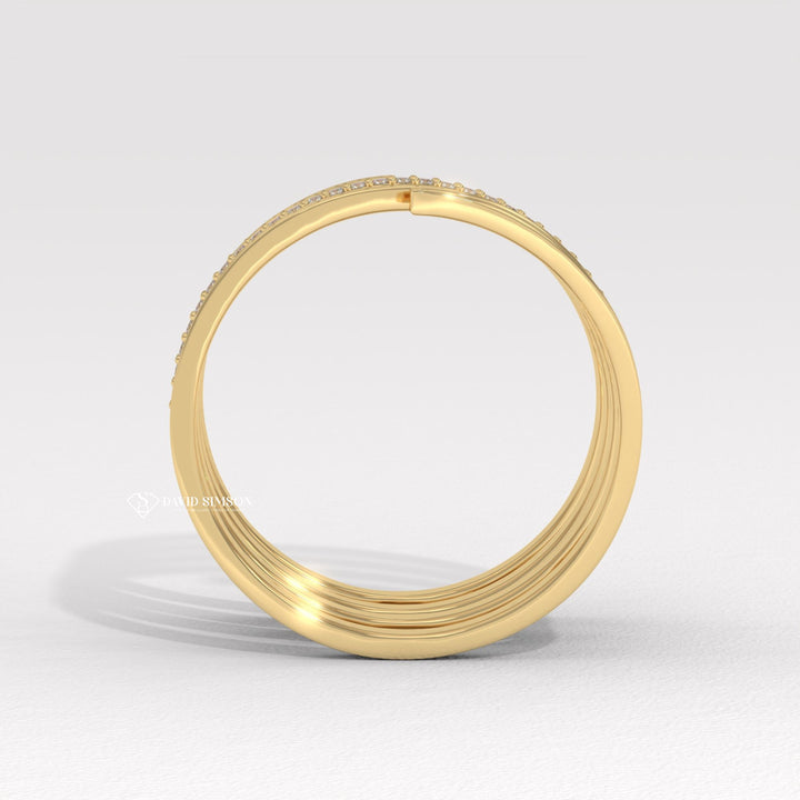 Round Cut Moissanite Diamond Channel Set Spring Wedding Band