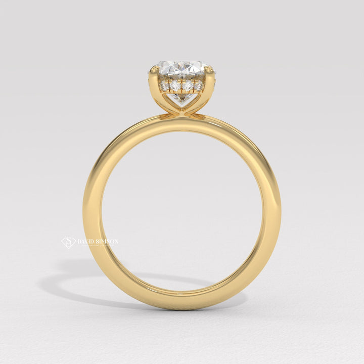 2.0CT-3.0CT Oval Moissanite Diomond Hidden Halo Solitaire Engagement Ring