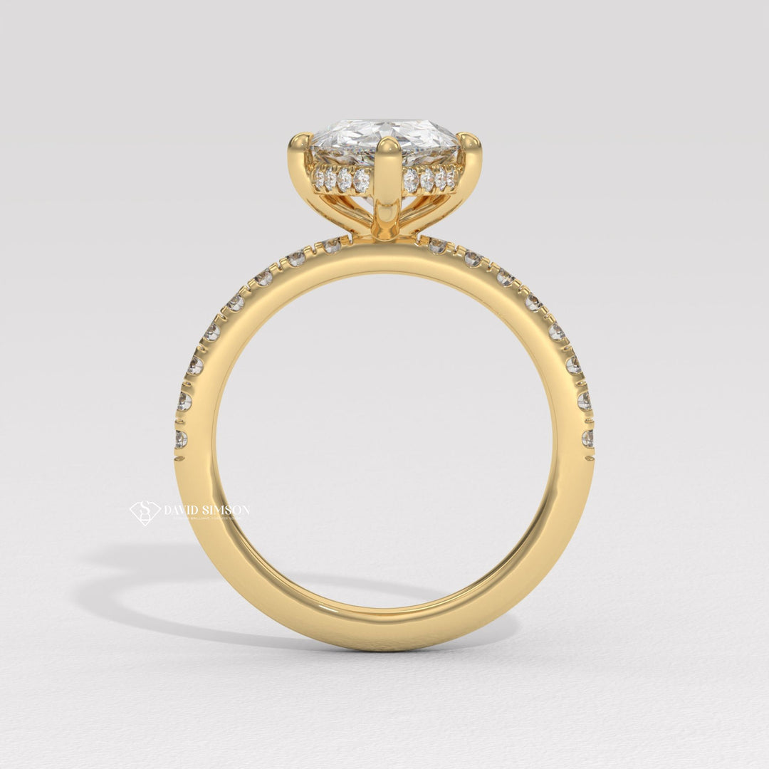 1.50CT-2.50CT Pear Moissanite Diamond Hidden Halo Engagement Ring