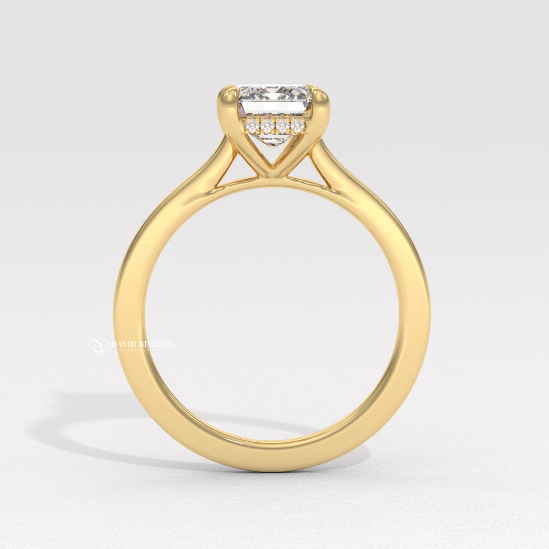 2.0CT-3.0CT Emerald Moissanite Diamond Hidden Halo Engagement Ring