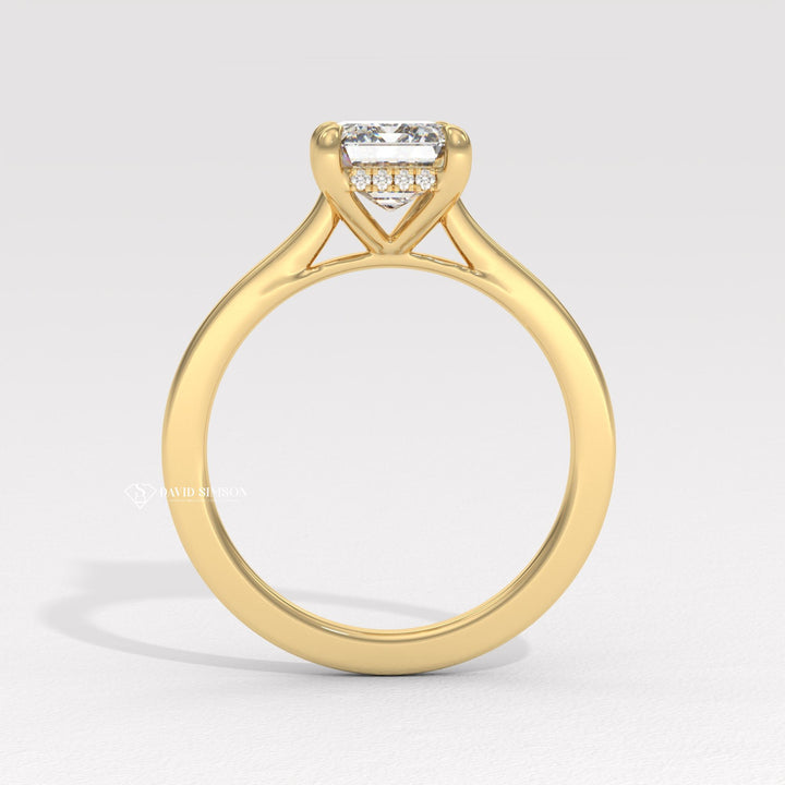 2.0CT-3.0CT Emerald Moissanite Diamond Hidden Halo Engagement Ring