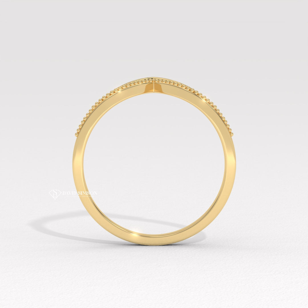 Vintage Wedding Band
Art Deco Wedding Ring
Contoured Wedding Ring
Curved Moissanite Band
Wishbone Ring